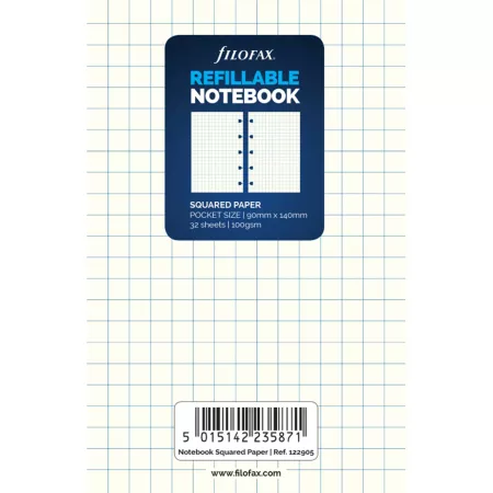 Filofax, Papíry pro notebook, čtverečkované, kapesní, bílá