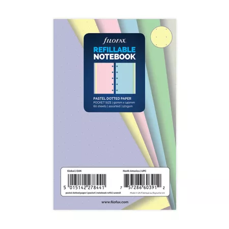 Filofax, Papíry pro notebook, tečkované, kapesní, mix pastelových barev