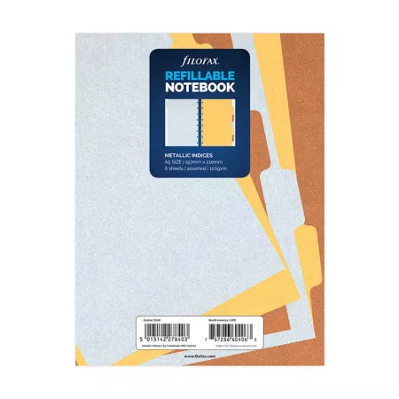 Filofax, Rozřazovače pro notebook, metalické, A5, mix metalických barev