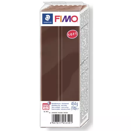 Fimo soft - velké balení fimo hmoty, blok 454 gramů, barva čokoládová, číslo 75