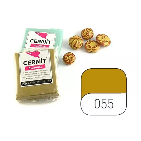 Hmota Cernit 56 gramů, barva číslo 055 třpytivá antická zlatá