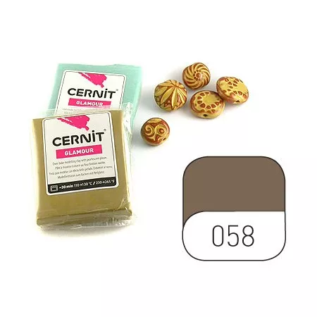 Hmota Cernit 56 gramů, barva číslo 058 třpytivá bronz