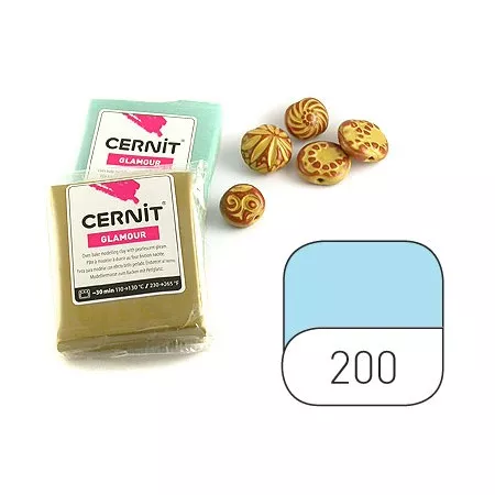 Hmota Cernit 56 gramů, barva číslo 200 třpytivá sv. modrá