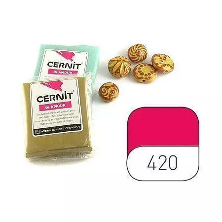 Hmota Cernit 56 gramů, barva číslo 420 třpytivá karmínová