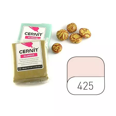 Hmota Cernit 56 gramů, barva číslo 425 třpytivá tělová - růžová