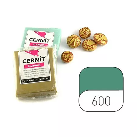 Hmota Cernit 56 gramů, barva číslo 600 třpytivá zelená