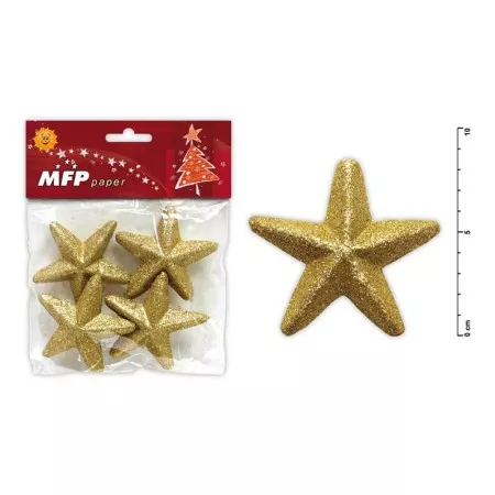 Hvězda MFP 8,5cm zlatá s glitrem