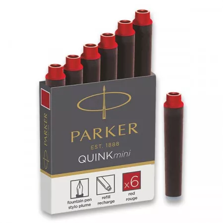 Inkoustové mini bombičky Parker, 6 kusů červené