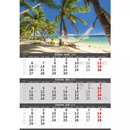Kalendář 2020 HELMA 365 Pobřeží - 3měsíční/Pobřežie - 3mesačné N202-20