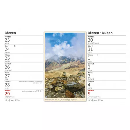 Kalendář 2020 HELMA 365 Výšky hor S29-20