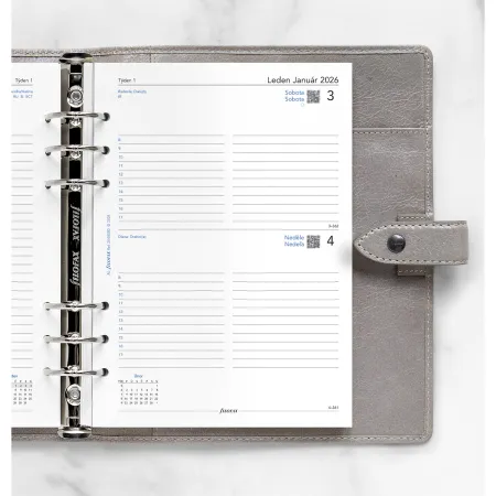 Kalendář 2026 A5, den/1 stranu, linky, ČJ+SJ