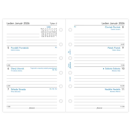 kalendář 2026 kapesní, týden/2 str, linky, ČJ+SJ