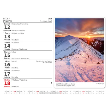 Kalendář České a slovenské hory (SM09-26)