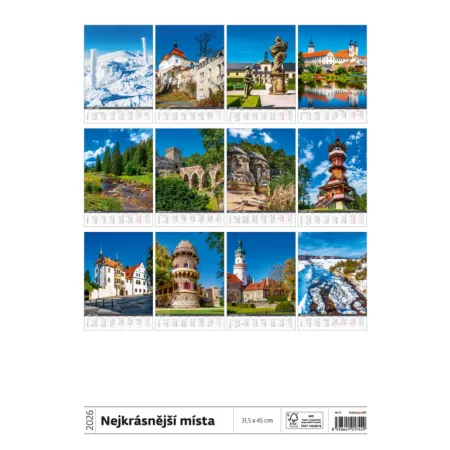 Kalendář Nejkrásnější místa České republiky (N111-26)