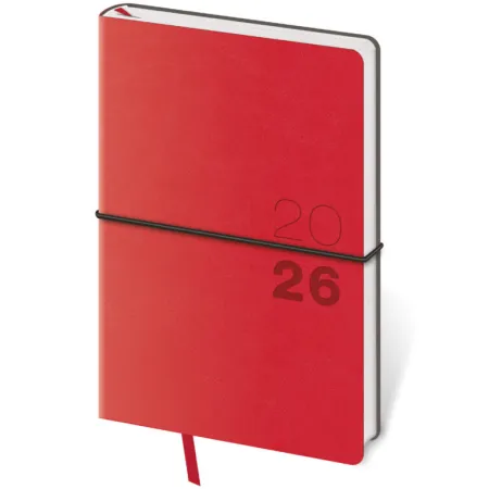 Kapesní diář Flexio červený s gumičkou (DFO436-2-26)