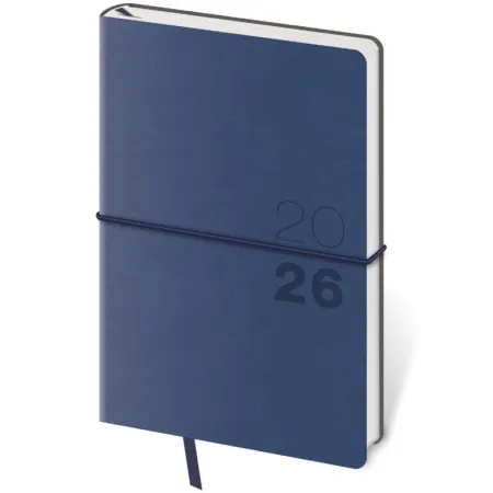 Kapesní diář Flexio tmavě modrý s gumičkou (DFO436-1-26)