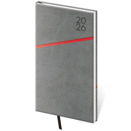 Kapesní diář Grife šedo/červený (DGR426-8-26)