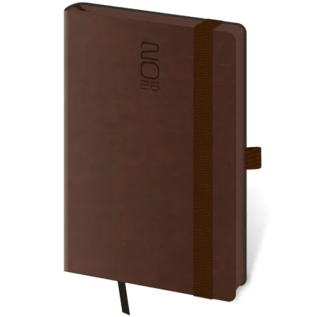 Kapesní diář Memory tmavě hnědý s gumičkou (DM436-1-26)