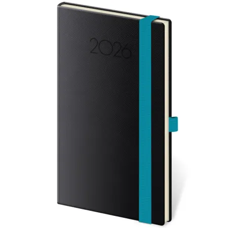 Kapesní diář New Praga černý s gumičkou (DNP436-1-26)