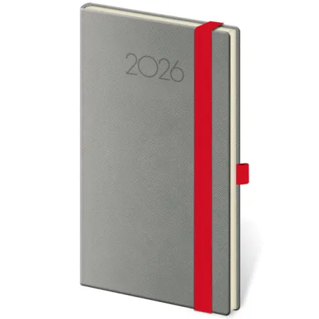 Kapesní diář New Praga tmavě šedý s gumičkou (DNP436-4-26)