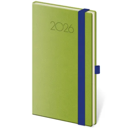 Kapesní diář New Praga zelený s gumičkou (DNP436-7-26)