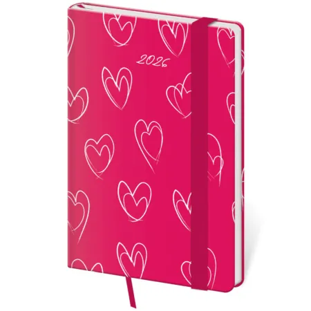 Kapesní diář Vario Hearts s gumičkou (DV436-13-26)