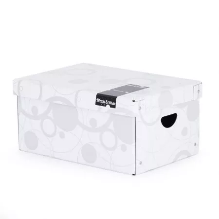 Karton P+P Krabice lamino velká Black and White bílá 7-014