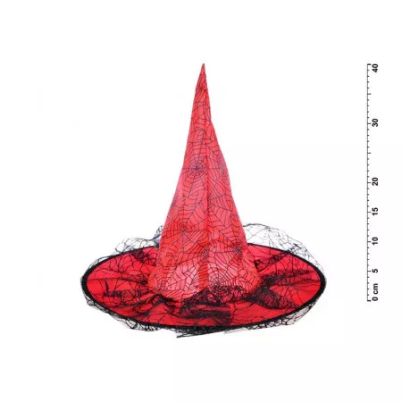 Klobouk čarodějnický M04 červený 40 x 36 cm