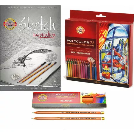 Koh-i-noor Sada pastelek Polycolor 3837, bloku a blenderovací tužky