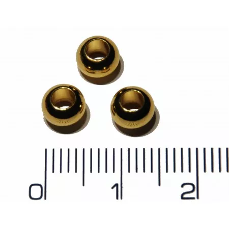 Korálek kovový hladký 6x4mm, otvor 3mm (zlacené)