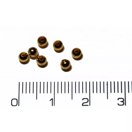 Korálek kovový hladký průměr 3mm, otvor 1,2mm (zlacený)