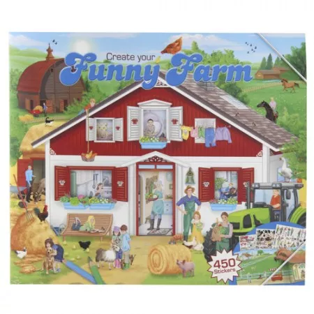 Kreativní sada Create Your Funny Farm, omalovánky se samolepkami, 32 stran