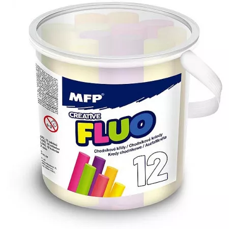 Křídy MFP M chodníkové fluo kulaté 12ks mix barev - kyblík
