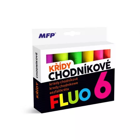 Křídy MFP M chodníkové fluo kulaté 6ks mix barev - krabička