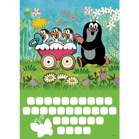 Krteček - kalendář se samolepkami na zeď, 33 x 46 cm