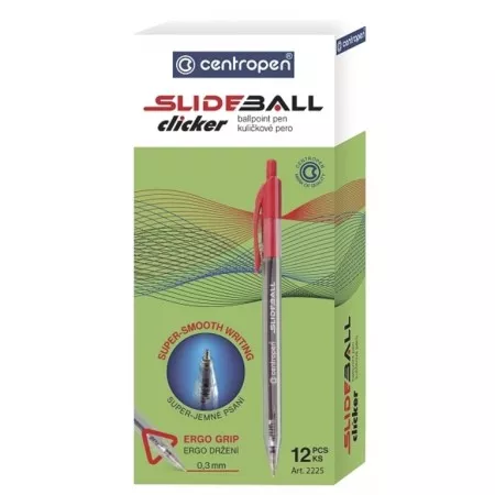 Kuličkové pero Centropen Slideball 2225 Clicker červený