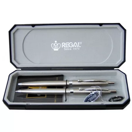 Kuličkové pero + mikrotužka Regal Reef - stříbrné