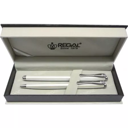 Kuličkové pero + roller Regal Cronos - bílá