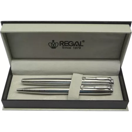 Kuličkové pero + roller Regal Hadrian - stříbrná