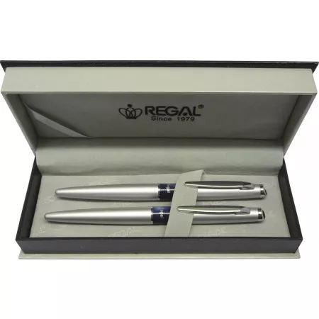 Kuličkové pero + roller Regal Mercurius - stříbrná