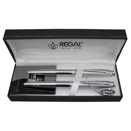 Kuličkové pero + roller Regal Themis - stříbrná