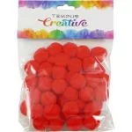 Kuličky pom poms Tempus červené 20mm - 50ks