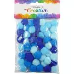 Kuličky pom poms Tempus mix modrých 20mm - 50ks