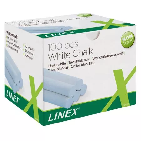 Linex, Křídy bílé, kulaté, 100 ks, bílá