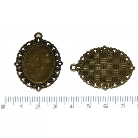 Lůžko na pryskyřici, zdobený ovál, rozměr 39x29x2mm (starobronz)
