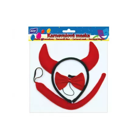 Maska set ďáblík 3ks - čelenka, ocásek, motýlek