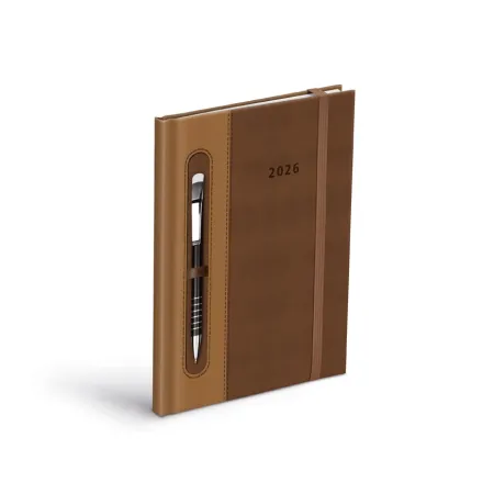 MFP diář 2026 T805 PU dark brown/beige - na propisku s gumkou 7781480