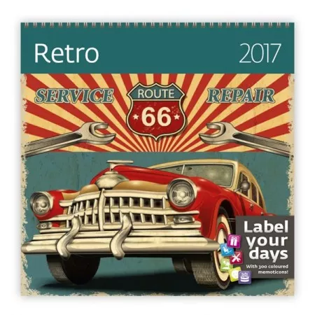 Nástěnný kalendář 2017 Helma, Retro LP16-17