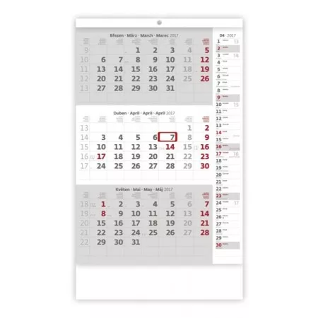 Nástěnný kalendář 2017 Helma, Tříměsíční šedý s pozn. N210-17