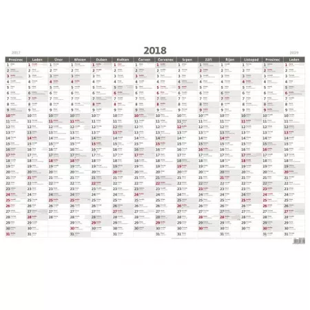 Nástěnný kalendář 2018 HELMA Plán.roční mapa A1 bezobrázková N181